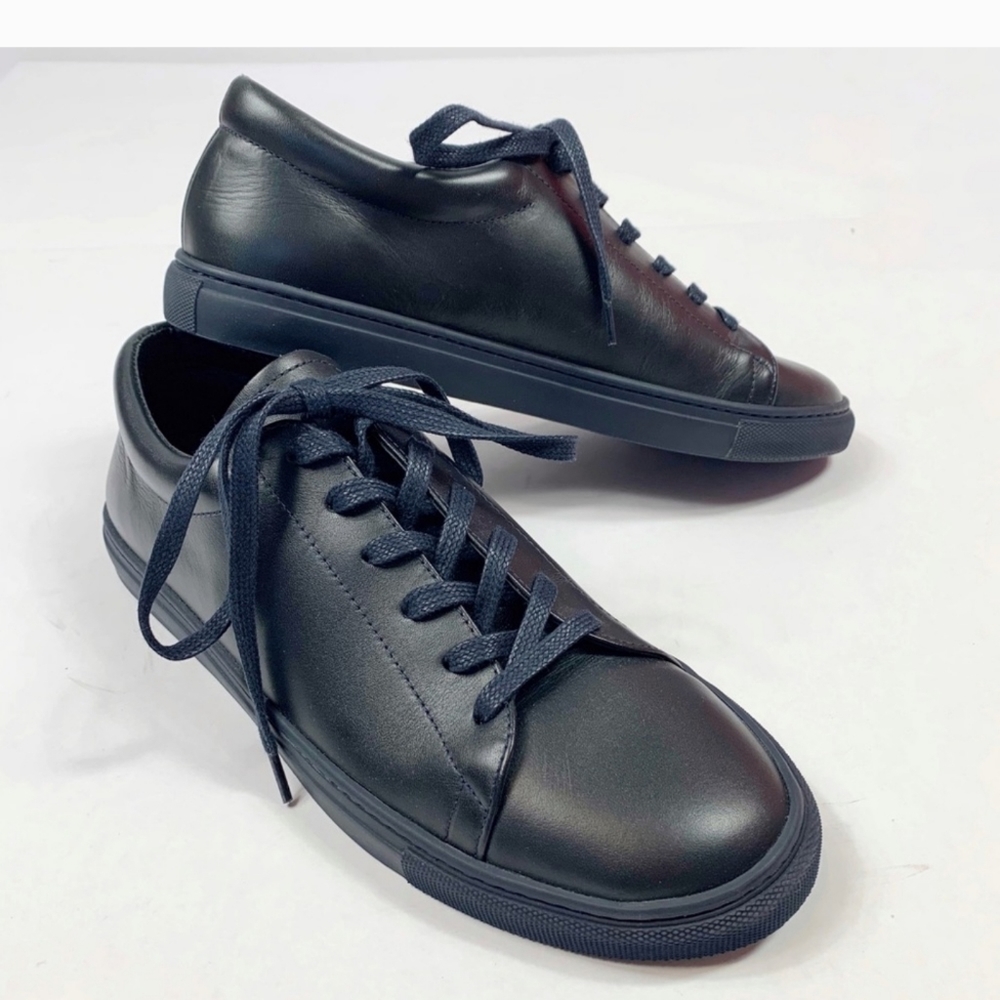 SANDRO Paris Navy Blue Orbital Leather Lace Up Sneakers 41 EU - 8 US
